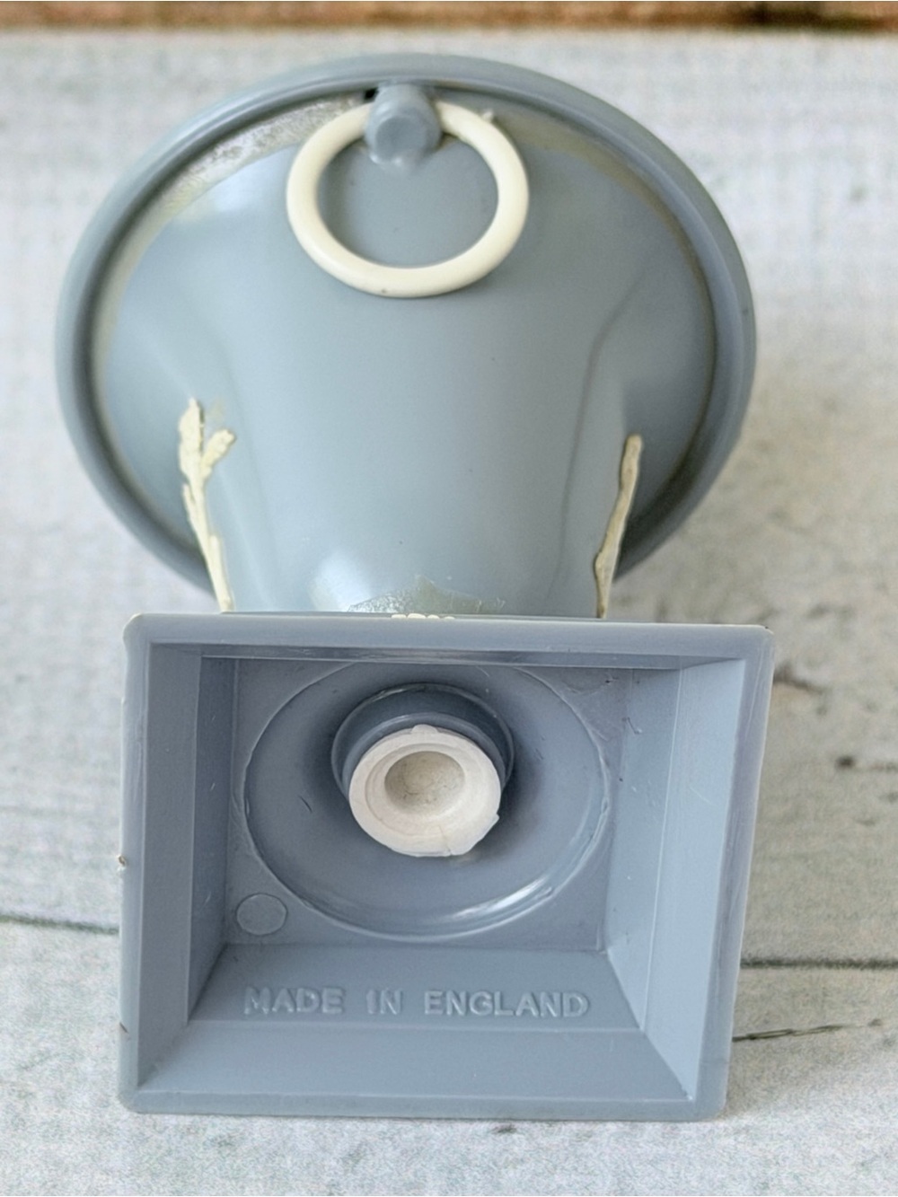 Pair of Gray Decorative Covered Urns with Cream Relief Accents - Picture 6 of 15